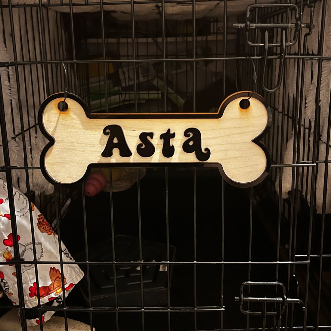 Crate Plate Bone Shaped Custom Dog Kennel Name