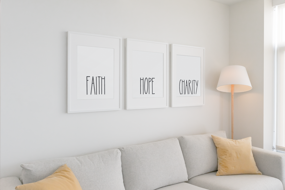 Trio of printable wall art prints faith hope and charity